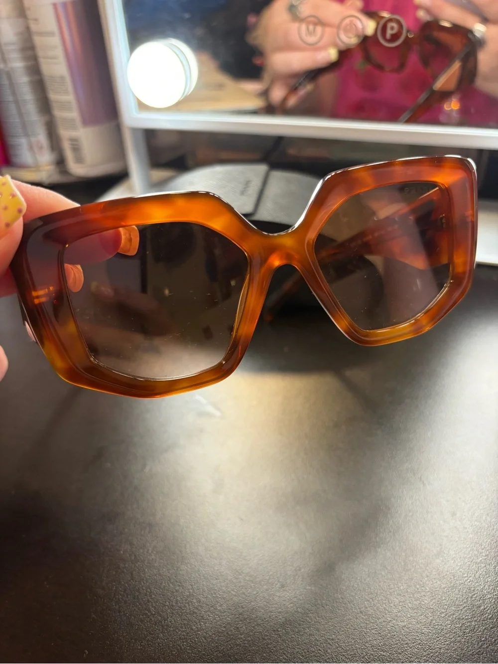 Prada Oversized Tortoiseshell Brown Square Sunglasses